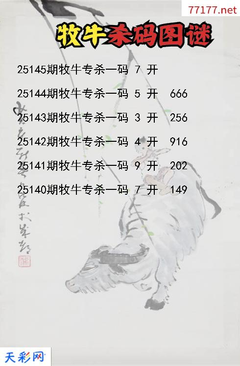第25144期福彩3d牧牛杀码图谜