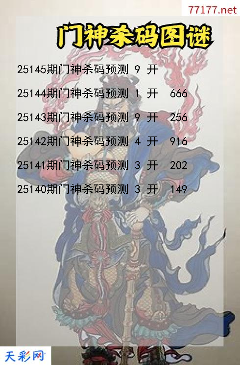 门神第25144期福彩3d杀码图谜
