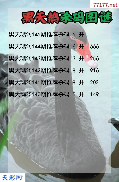 第25144期3d黑天鹅杀码图谜