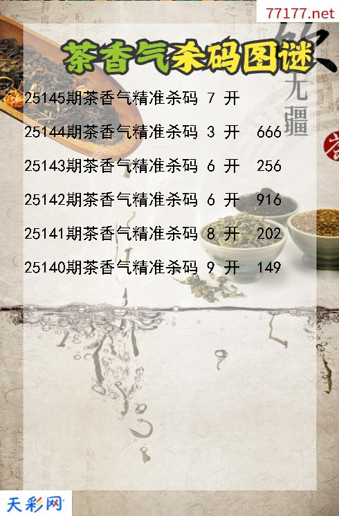 第25144期茶香气福彩3d杀码图谜
