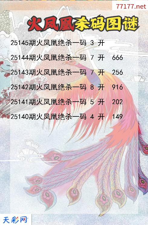 第25144期3d火凤凰杀码图谜