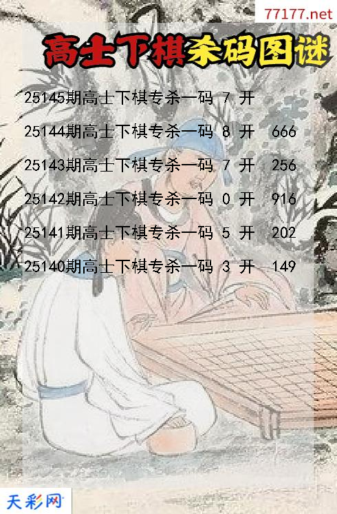 福彩3d第25144期高士下棋杀码图谜