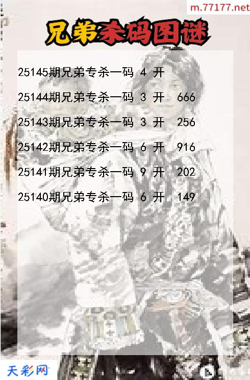 兄弟第25144期3d杀码图谜