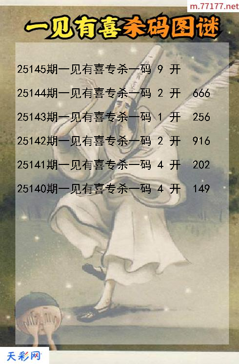 一见有喜第25144期福彩3d杀码图谜