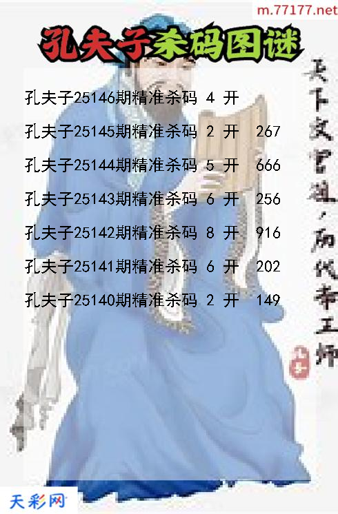 第25145期福彩3d孔夫子杀码图谜
