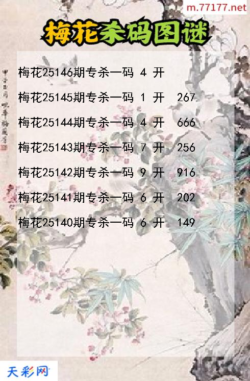第25145期梅花福彩3d杀码图谜