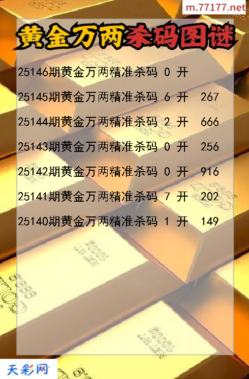 福彩3d第25145期黄金万两杀码图谜