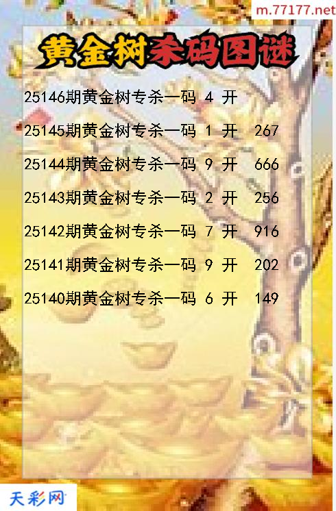 黄金树第25145期3d杀码图谜