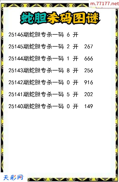 蛇胆第25145期福彩3d杀码图谜