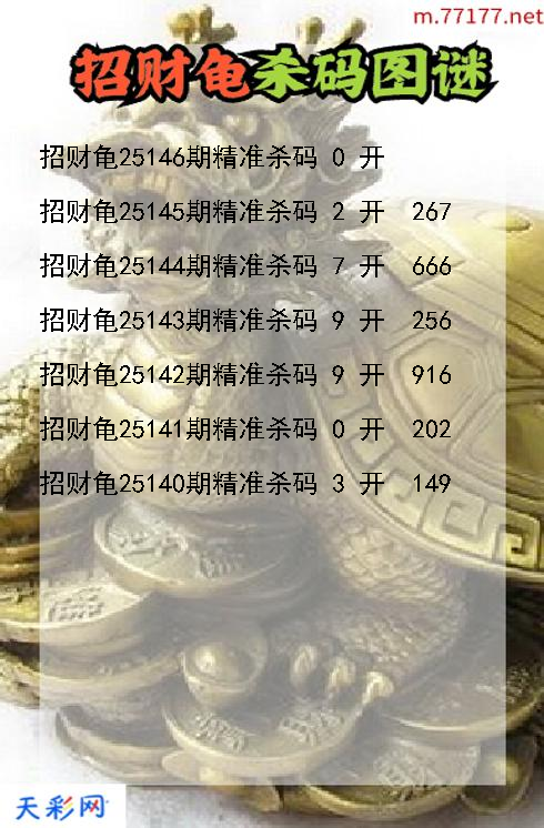 3d第25145期招财龟杀码图谜