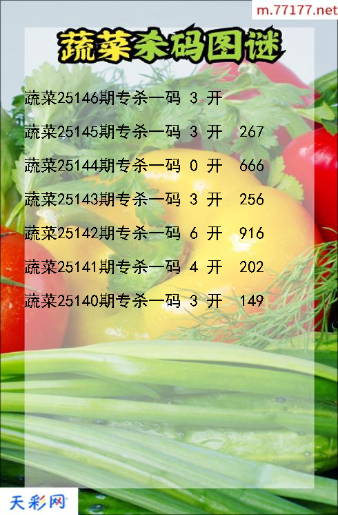 第25145期3d蔬菜杀码图谜