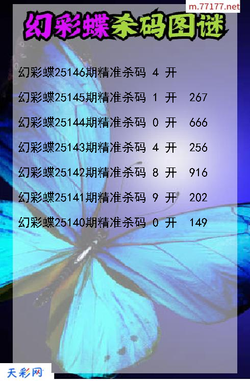 福彩3d幻彩蝶第25145期杀码图谜
