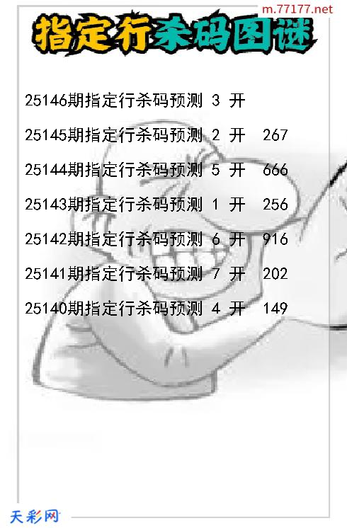 3d指定行第25145期杀码图谜