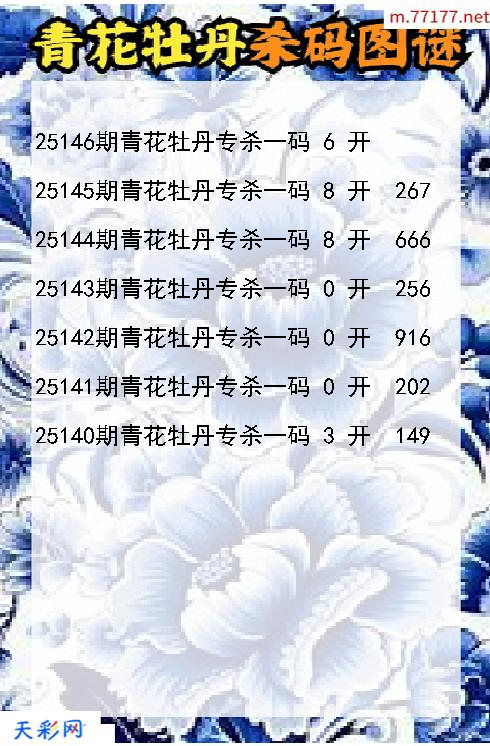 第25145期3d青花牡丹杀码图谜