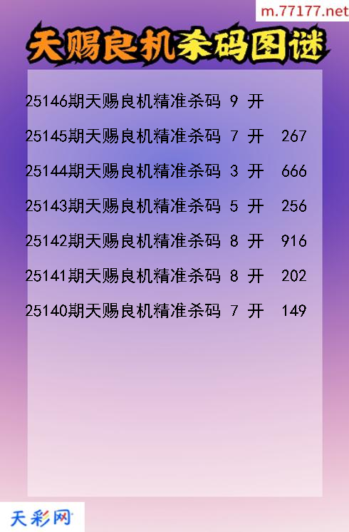 第25145期3d天赐良机杀码图谜