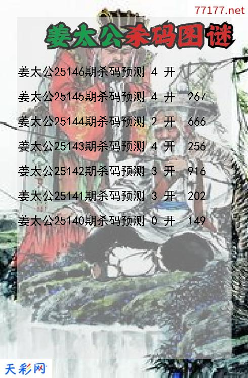 福彩3d第25145期姜太公杀码图谜