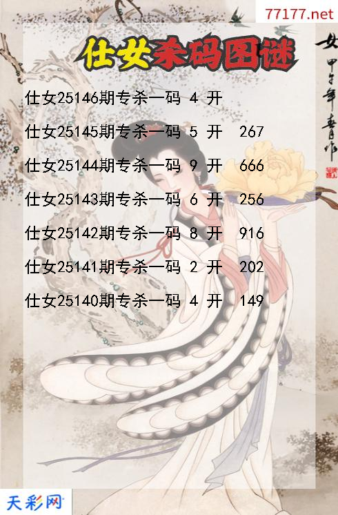 仕女第25145期3d杀码图谜