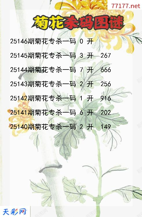 3d菊花第25145期杀码图谜