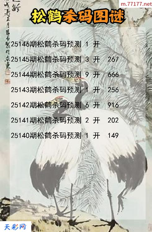 第25145期福彩3d松鹤杀码图谜