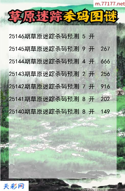 第25145期3d草原迷踪杀码图谜