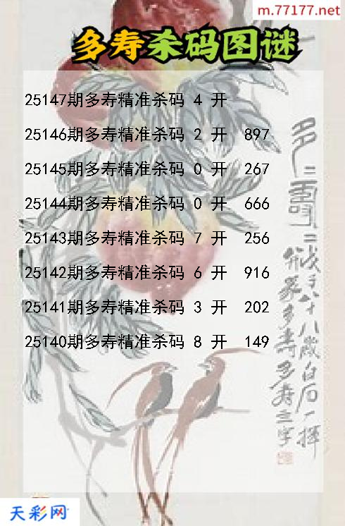 3d多寿第25146期杀码图谜