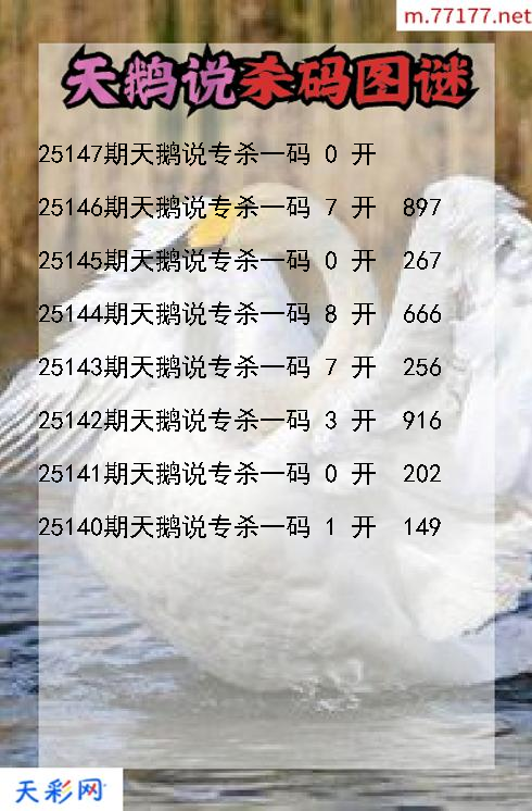福彩3d天鹅说第25146期杀码图谜