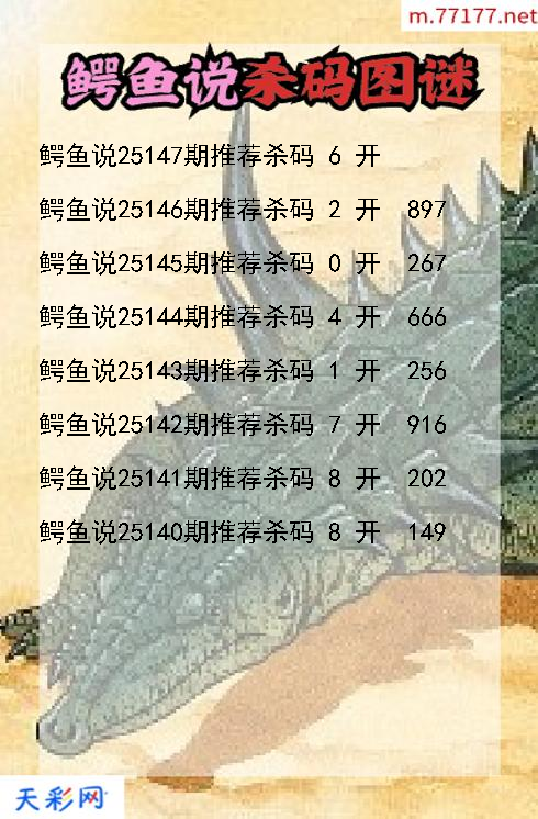 3d鳄鱼说第25146期杀码图谜