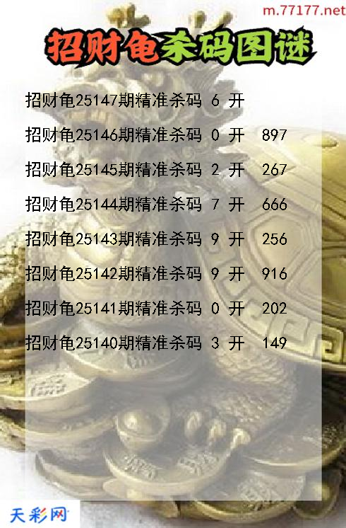 3d第25146期招财龟杀码图谜