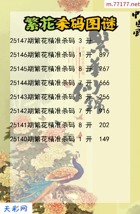 繁花第25146期福彩3d杀码图谜
