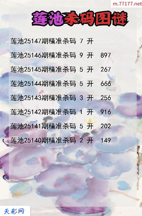 第25146期福彩3d莲池杀码图谜