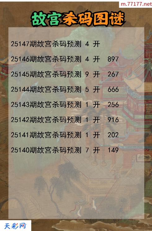 3d第25146期故宫杀码图谜