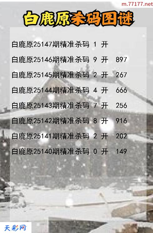 3d第25146期白鹿原杀码图谜