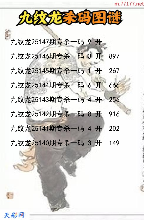 第25146期福彩3d九纹龙杀码图谜