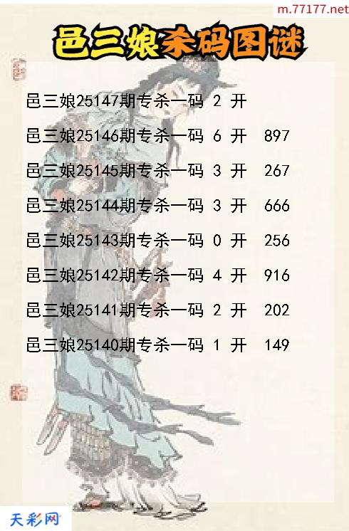 邑三娘第25146期福彩3d杀码图谜
