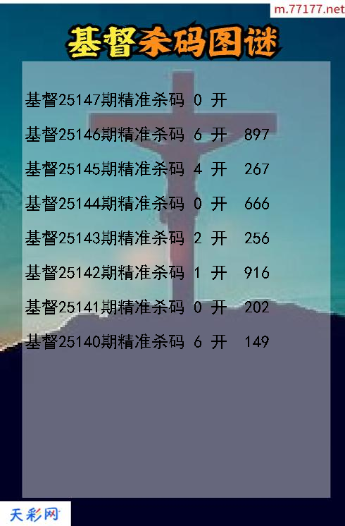 基督第25146期3d杀码图谜