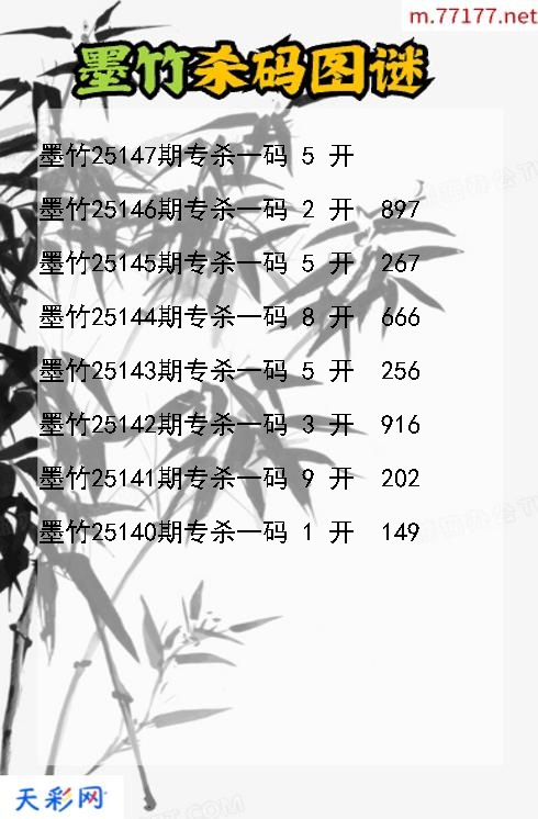 第25146期福彩3d墨竹杀码图谜