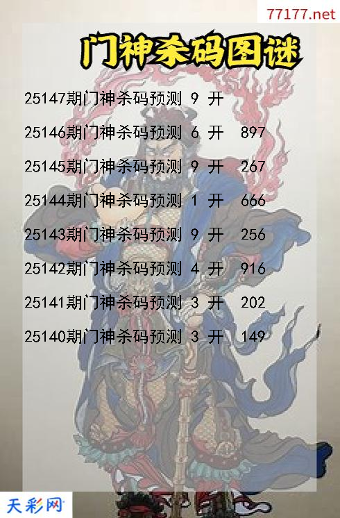 门神第25146期福彩3d杀码图谜