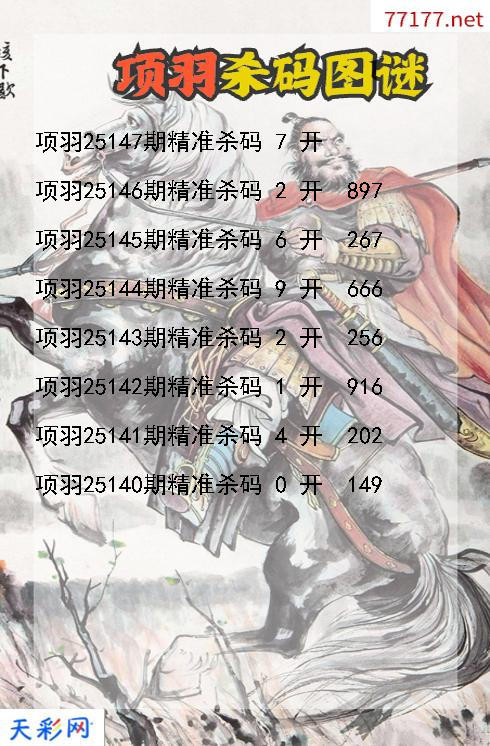 3d项羽第25146期杀码图谜