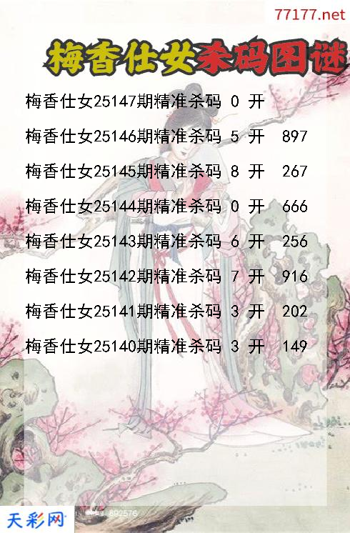 第25146期3d梅香仕女杀码图谜