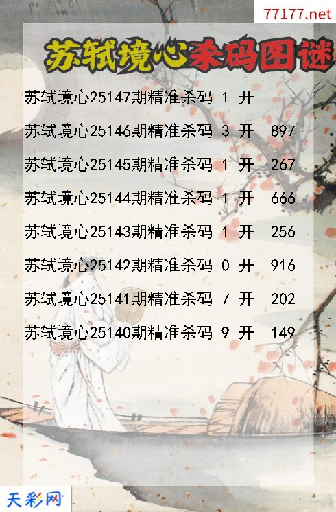 福彩3d第25146期苏轼境心杀码图谜
