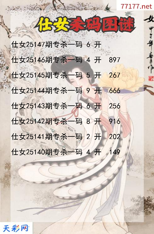 仕女第25146期3d杀码图谜