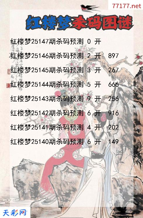 3d第25146期红楼梦杀码图谜