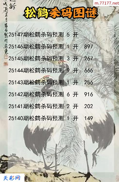 第25146期福彩3d松鹤杀码图谜