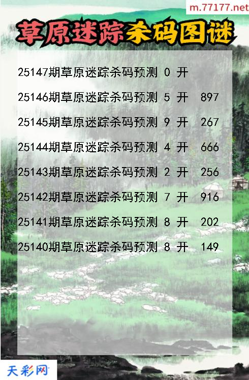 第25146期3d草原迷踪杀码图谜