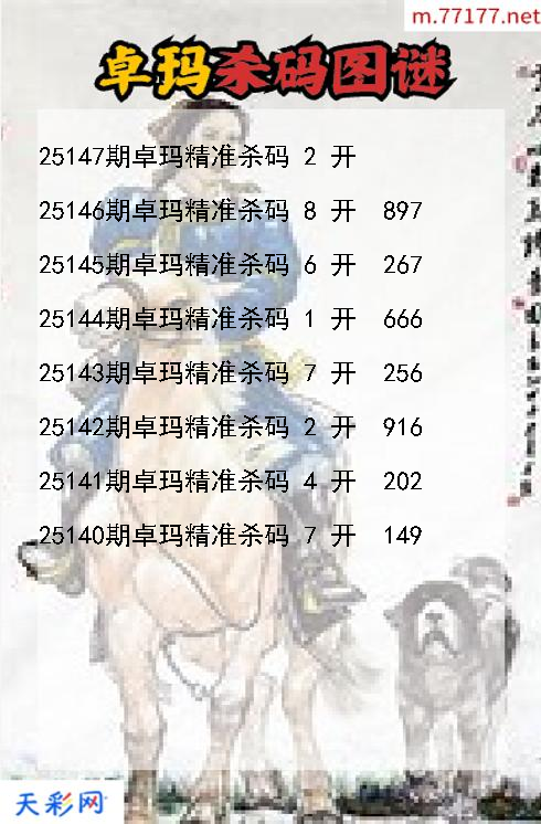 福彩3d第25146期卓玛杀码图谜