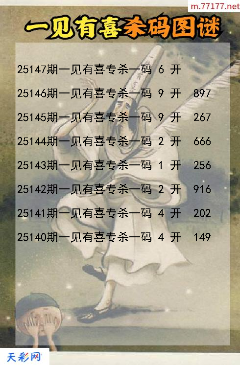 一见有喜第25146期福彩3d杀码图谜
