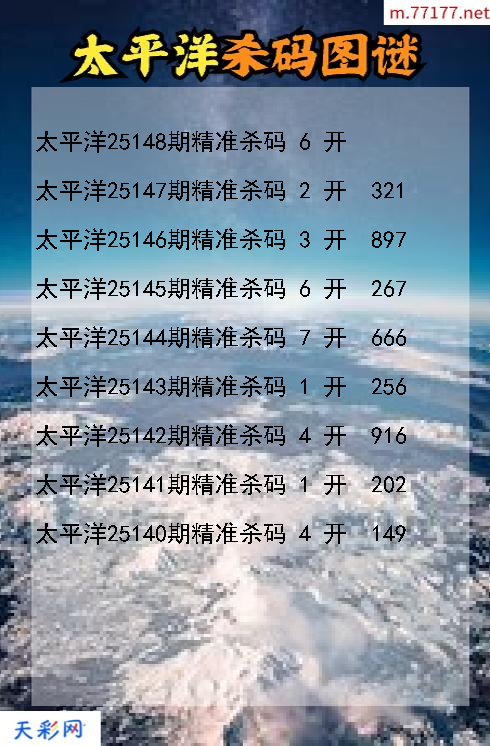 3d太平洋第25147期杀码图谜