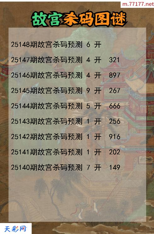 3d第25147期故宫杀码图谜