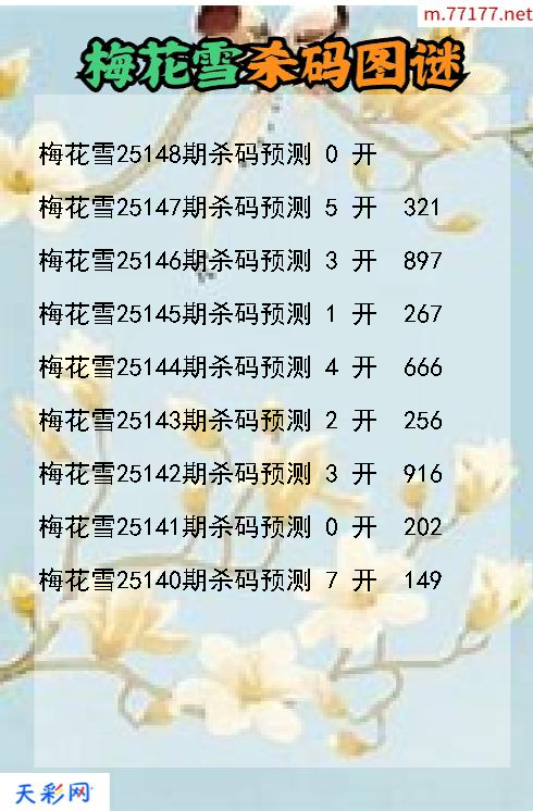 梅花雪25147期3d杀码图谜
