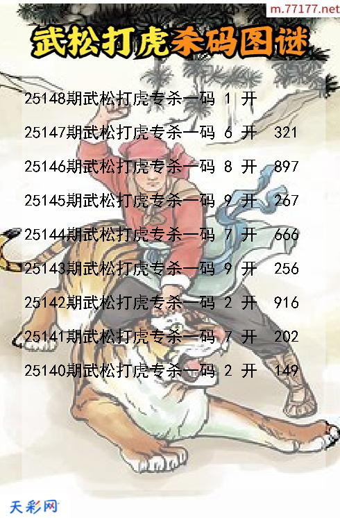 第25147期武松打虎3d杀码图谜